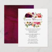 Boho Floral Wedding Guest Details Informatiekaartje (Voorkant / Achterkant)