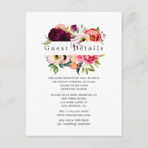 Boho Floral Wedding Guest Details Informatiekaartje