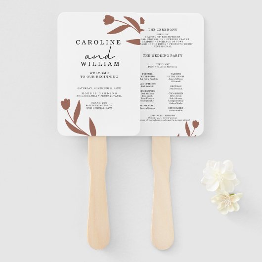 Boho Floral Wedding Handwaaier (Voorkant en achterkant)