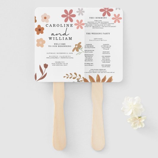 Boho Floral Wedding Handwaaier (Voorkant en achterkant)