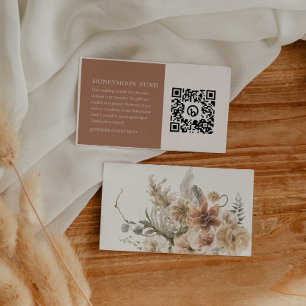 Boho Floral Wedding Honeymoon Fonds QR Code Informatiekaartje