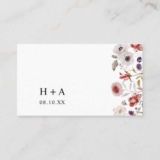 Boho Floral Wedding Informatiekaartje (Achterkant)