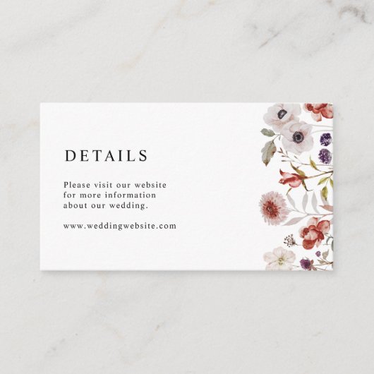 Boho Floral Wedding Informatiekaartje (Voorkant)