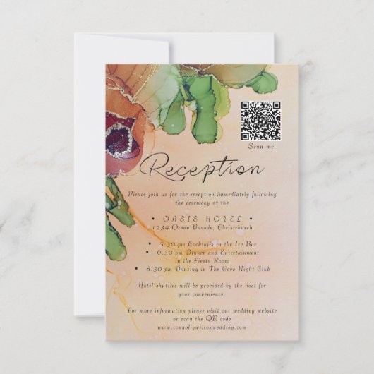 Boho  Floral Wedding Information Kaart (Voorkant)
