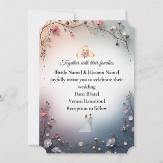  Boho Floral Wedding Invitation | Elegant Minimali Kaart
