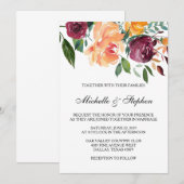 Boho Floral Wedding Invitation Kaart (Voorkant / Achterkant)