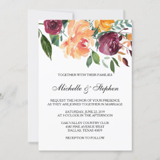 Boho Floral Wedding Invitation Kaart