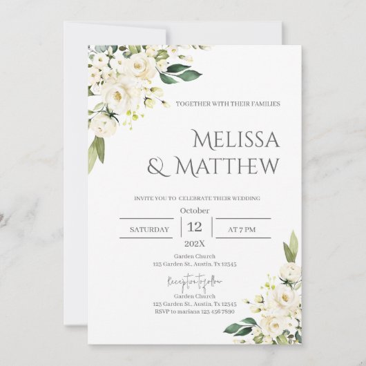 Boho Floral Wedding Invitation Kaart (Voorkant)