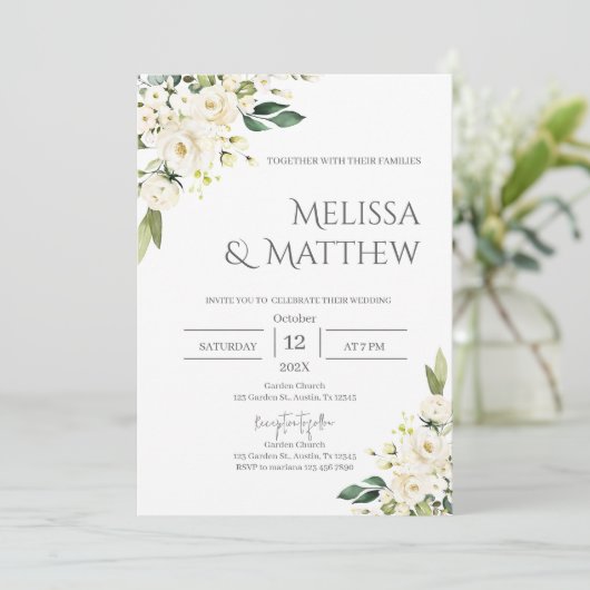 Boho Floral Wedding Invitation Kaart (Staand voorkant)