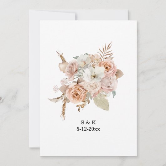 Boho Floral Wedding Invitation Kaart (Achterkant)