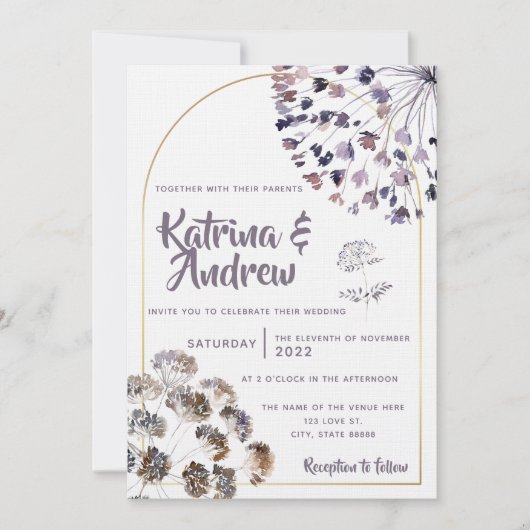 Boho Floral Wedding Invitation Kaart (Voorkant)