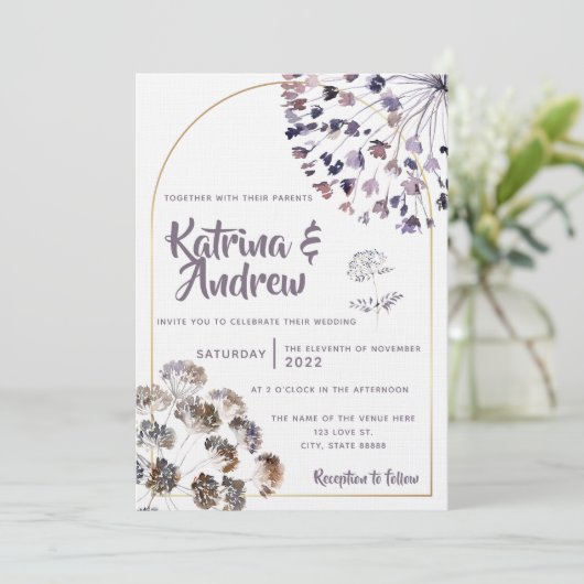 Boho Floral Wedding Invitation Kaart (Staand voorkant)