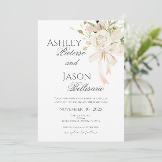 Boho Floral Wedding Invitation Kaart (Staand voorkant)