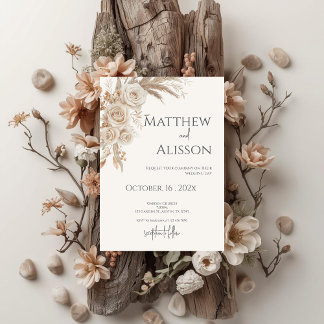 Boho Floral Wedding Invitation Kaart