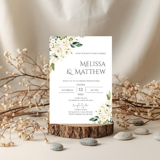 Boho Floral Wedding Invitation Kaart