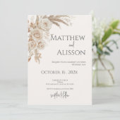 Boho Floral Wedding Invitation Kaart (Staand voorkant)