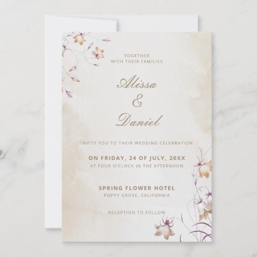 Boho Floral Wedding Invitation Kaart (Voorkant)