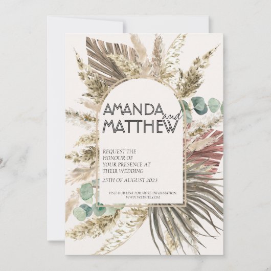 Boho Floral Wedding Invitation Kaart (Voorkant)