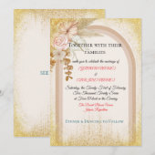 Boho Floral Wedding Invitation with Gold Sparks Kaart (Voorkant / Achterkant)