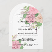 Boho Floral Wedding Invite, Aangepast Bewerkbaar Kaart (Voorkant / Achterkant)