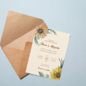 Boho Floral Wedding Invite Kaart