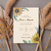 Boho Floral Wedding Invite Kaart