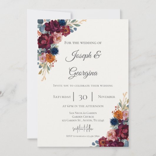 Boho floral wedding kaart (Voorkant)