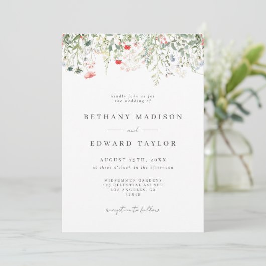 Boho Floral Wedding Kaart (Staand voorkant)