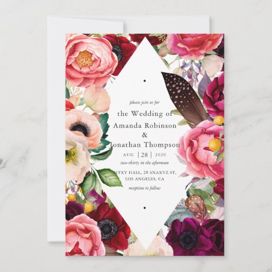 Boho Floral Wedding Kaart (Voorkant)