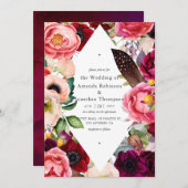 Boho Floral Wedding Kaart (Voorkant / Achterkant)