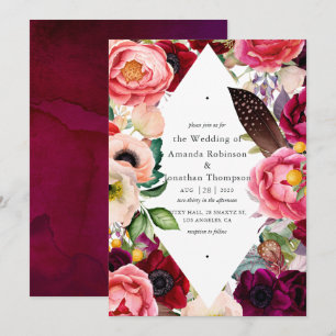 Boho Floral Wedding Kaart