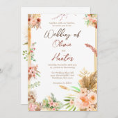 Boho Floral Wedding Kaart (Voorkant / Achterkant)