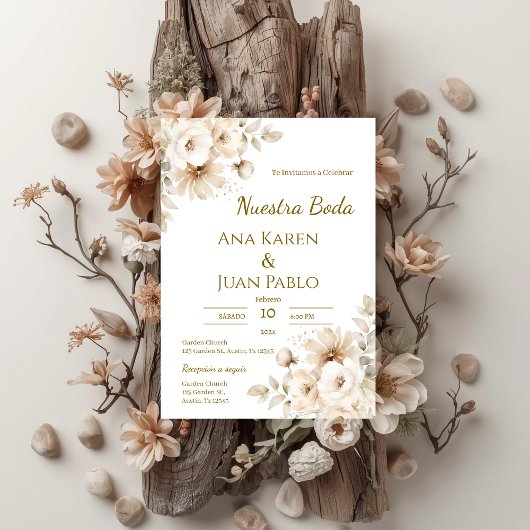 Boho Floral Wedding Kaart
