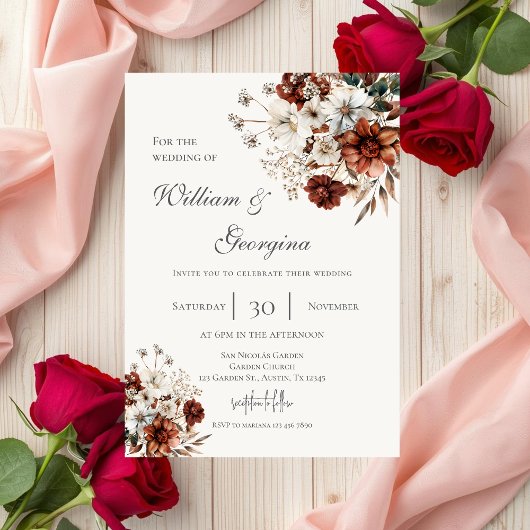 Boho floral wedding kaart