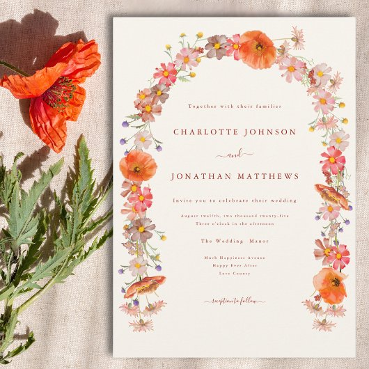 Boho Floral Wedding Kaart
