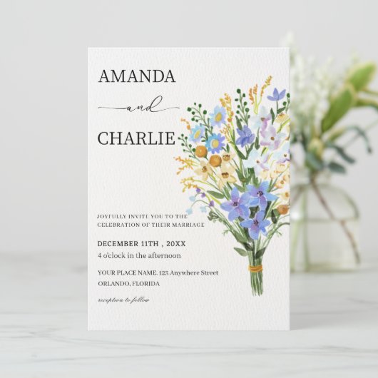 Boho Floral Wedding Kaart (Staand voorkant)