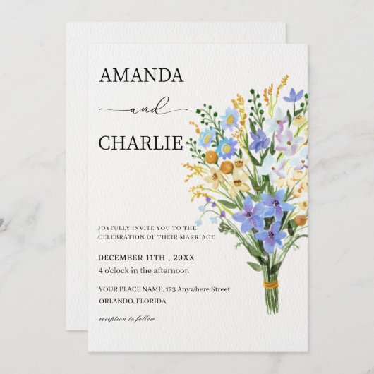 Boho Floral Wedding Kaart (Voorkant / Achterkant)