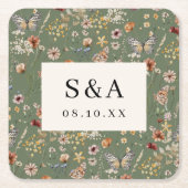 Boho Floral Wedding Kartonnen Onderzetters (Voorkant)