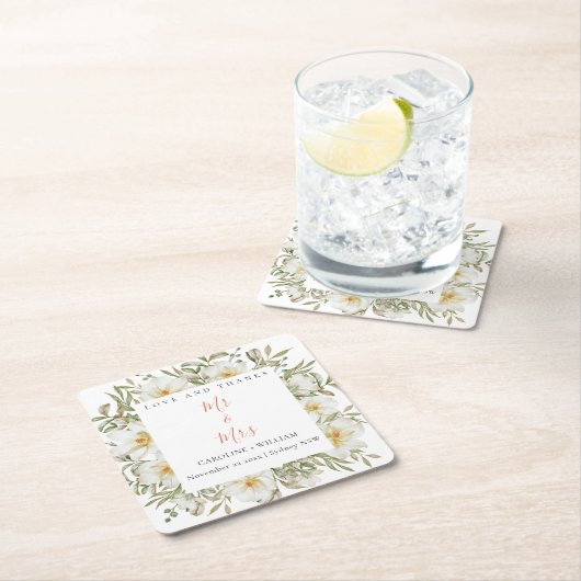 Boho Floral Wedding Kartonnen Onderzetters (Insitu)