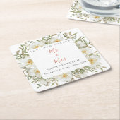 Boho Floral Wedding Kartonnen Onderzetters (Schuin)