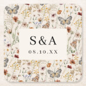 Boho Floral Wedding Kartonnen Onderzetters (Voorkant)