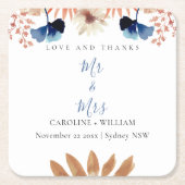 Boho Floral Wedding Kartonnen Onderzetters (Voorkant)