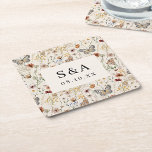 Boho Floral Wedding Kartonnen Onderzetters<br><div class="desc">Boho Floral Wedding Square Paper Onderzetter. Elegant en romantisch, dit prachtige kleurenpalet van bruin, roest, terracotta en verbrand sinaasappel is het trendthema voor de bruiloften van dit jaar. Rustisch gedroogd gras, mooie bloemen, schattige vlinders en wilde bloemen zijn verbluffende details voor je moderne boho-chic bruiloft. Zoek overeenkomende objecten in de...</div>