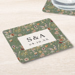 Boho Floral Wedding Kartonnen Onderzetters<br><div class="desc">Voeg een gepersonaliseerde en elegante touch toe aan uw huwelijksreceptie met ons Sage Green Wildflower monogrammed vierkant onderzetter. Met een prachtig handgeschilderd wildflower-ontwerp op een kalmerende salie groene achtergrond, is dit onderzetter aangepast met uw monogram om uw boho-huwelijksthema perfect aan te vullen. Zowel praktisch als stijlvol, het is een doordachte...</div>