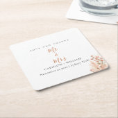 Boho Floral Wedding Kartonnen Onderzetters (Schuin)