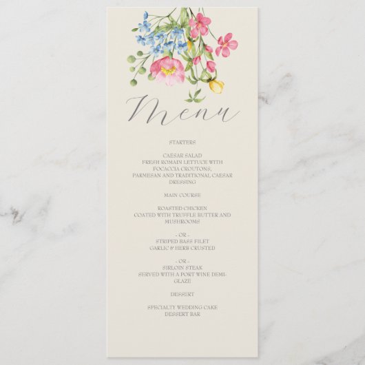 Boho Floral Wedding Menu Kaart (Voorkant)