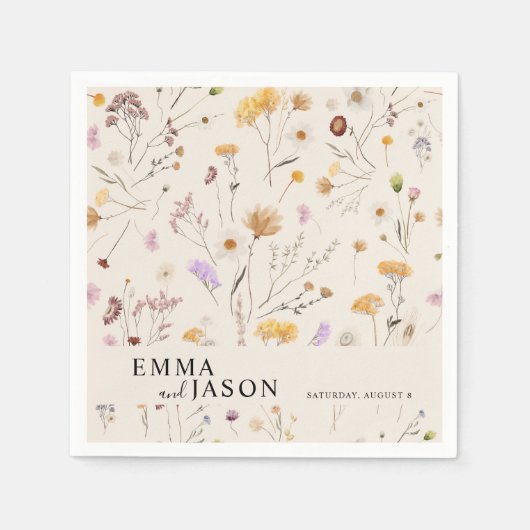 Boho Floral Wedding Napkins Servet (Voorkant)