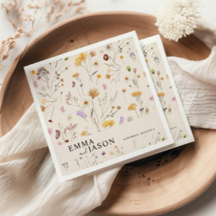Boho Floral Wedding Napkins Servet