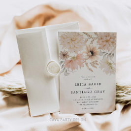 Boho Floral Wedding Photo Uitnodiging