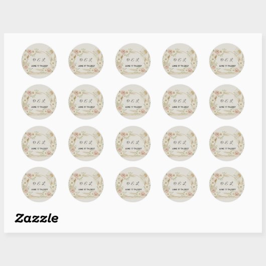 Boho Floral Wedding & Pre-Wedding Ronde Sticker (Vel)